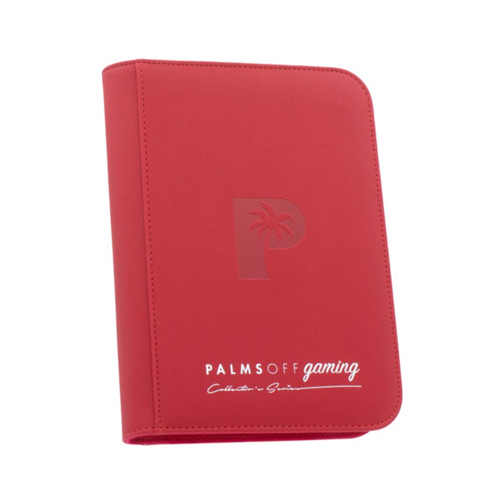 Palms Off Collector’s Series 4‑Pocket Zip Binder – textured PU leather, steel zip, 160 card slots, Game Roost NZ