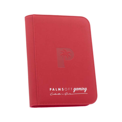 Palms Off Collector’s Series 4‑Pocket Zip Binder – textured PU leather, steel zip, 160 card slots, Game Roost NZ