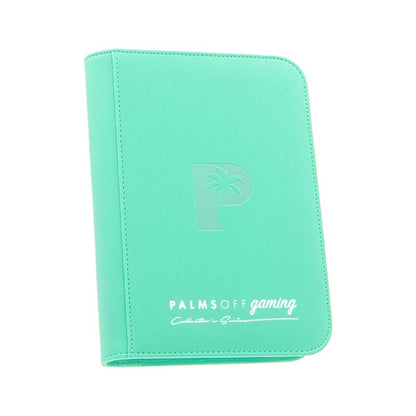 Palms Off Collector’s Series 4‑Pocket Zip Binder – textured PU leather, steel zip, 160 card slots, Game Roost NZ