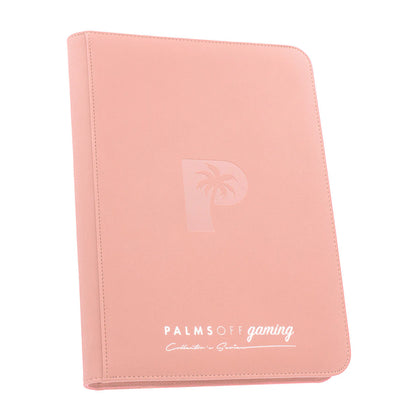 Palms Off Collector’s Series 9‑Pocket Zip Binder – textured PU leather, 360 card slots, steel zipper, Game Roost NZ