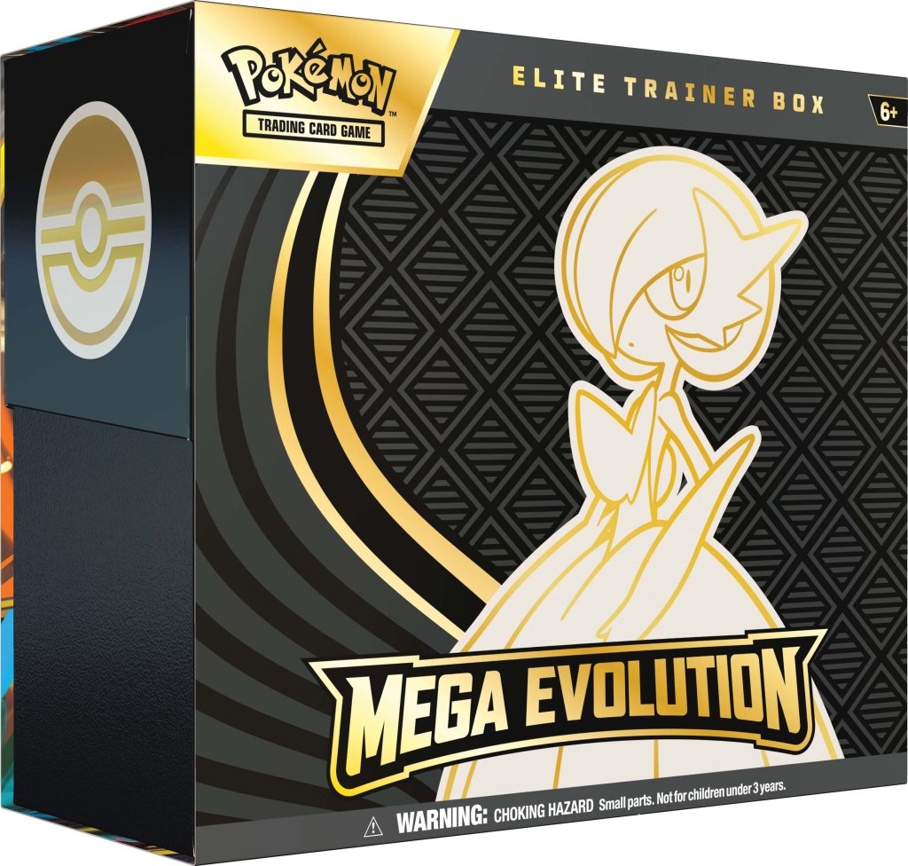 Pokémon TCG Mega Evolution Elite Trainer Box – Game Roost NZ sealed ETB with card sleeves, energy cards, and Mega Evolution promos