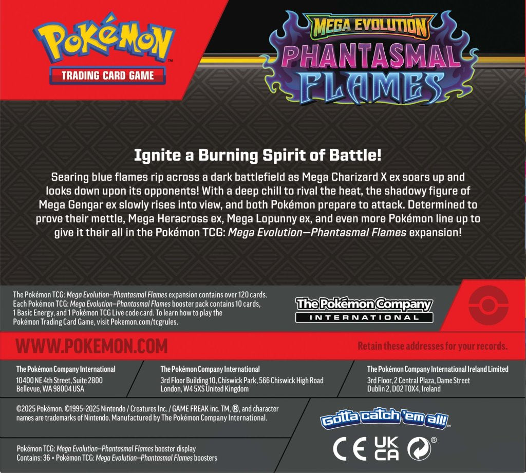 Pokémon TCG: Mega Evolution – Phantasmal Flames Booster Box available at Game Roost NZ