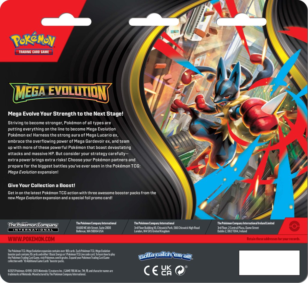 Pokémon TCG Mega Evolution Three Booster Blister – Game Roost NZ exclusive blister pack with 3 XY-era boosters and Mega Evolution promo card