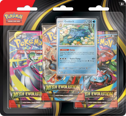 Pokémon TCG Mega Evolution Three Booster Blister – Game Roost NZ exclusive blister pack with 3 XY-era boosters and Mega Evolution promo card