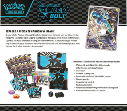 Pokémon TCG Scarlet & Violet Black Bolt Elite Trainer Box – Includes 9 booster packs, promo card, and accessories – Game Roost NZ