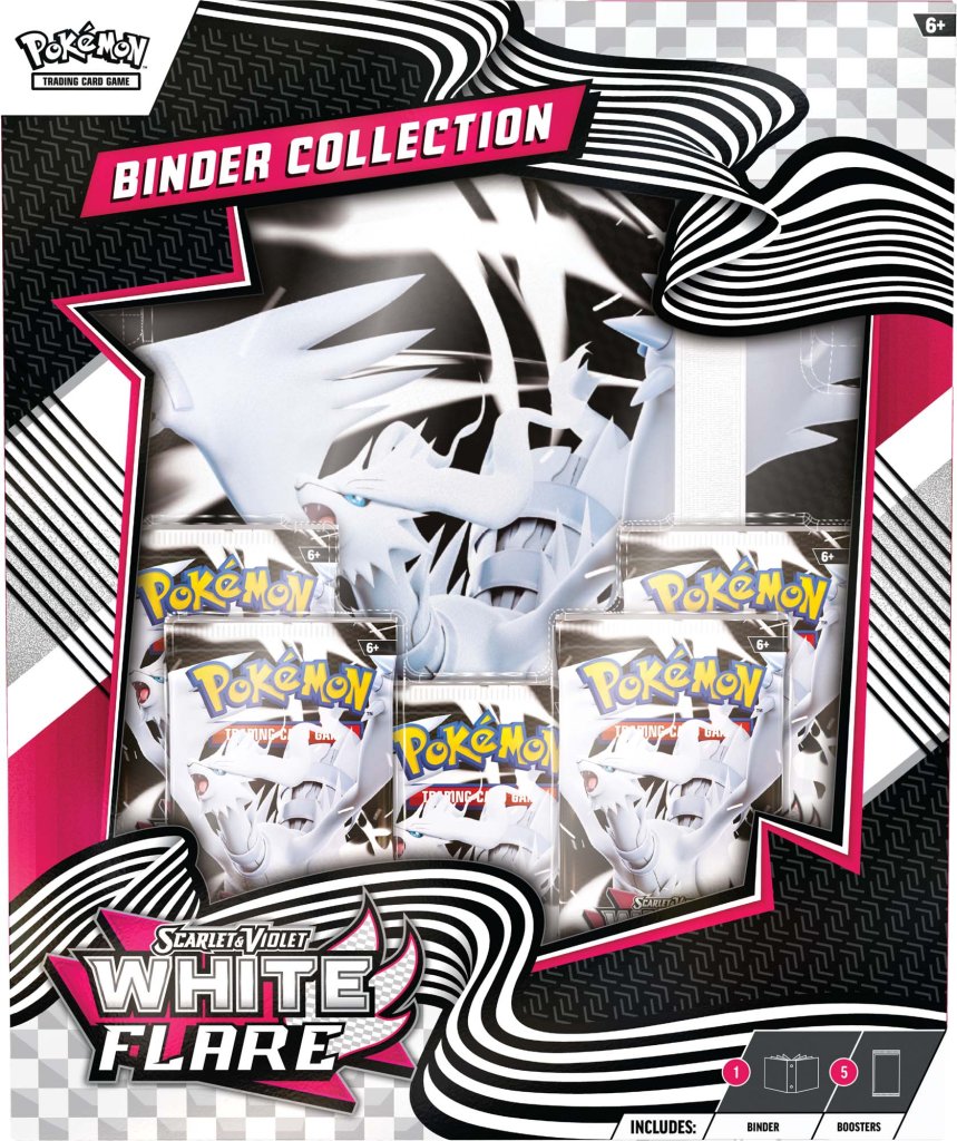 Pokémon TCG Scarlet & Violet—White Flare Binder Collection with 9-pocket binder and 5 booster packs – Available at Game Roost NZ