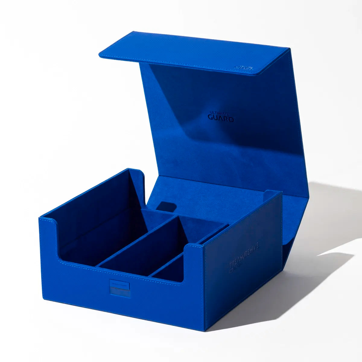 Ultimate Guard Treasurehive 90+ XenoSkin premium card case in [color], textured finish, magnetic closure with lock, open showing 90 magnetic card cases inside