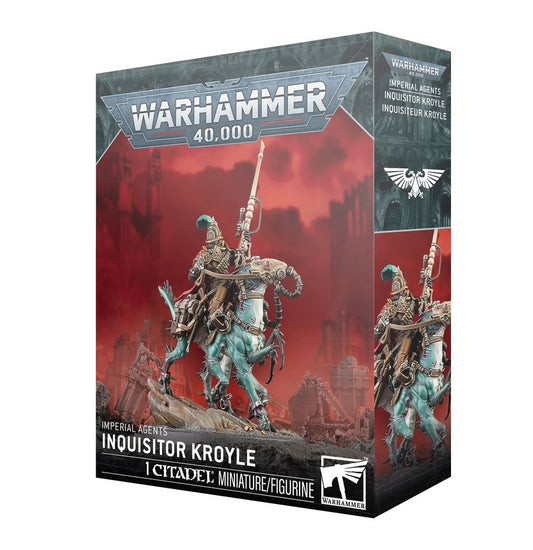 Warhammer 40,000 Inquisitor Kroyle figurine packaging on a white background at Game Roost NZ