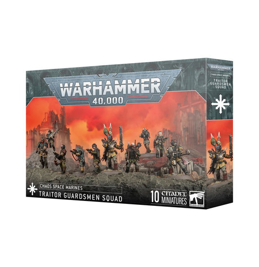 Warhammer 40,000 Traitor Guardsmen Squad – Corrupted Astra Militarum infantry serving the Chaos Space Marines, detailed multi-part miniatures. Available at Game Roost NZ.