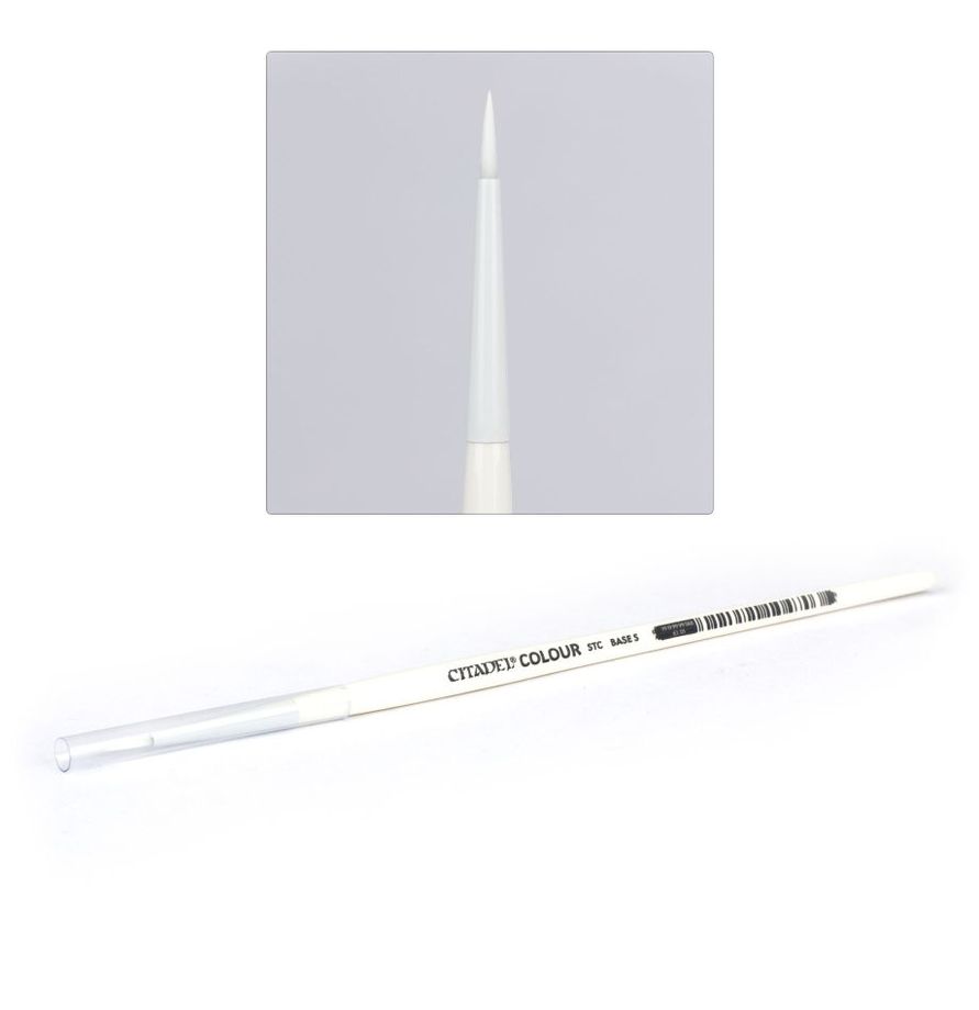 Warhammer Colour Base Brush Small 50-08 packaging showing a fine hobby paintbrush designed for base coating miniatures, displayed in official Warhammer branding.