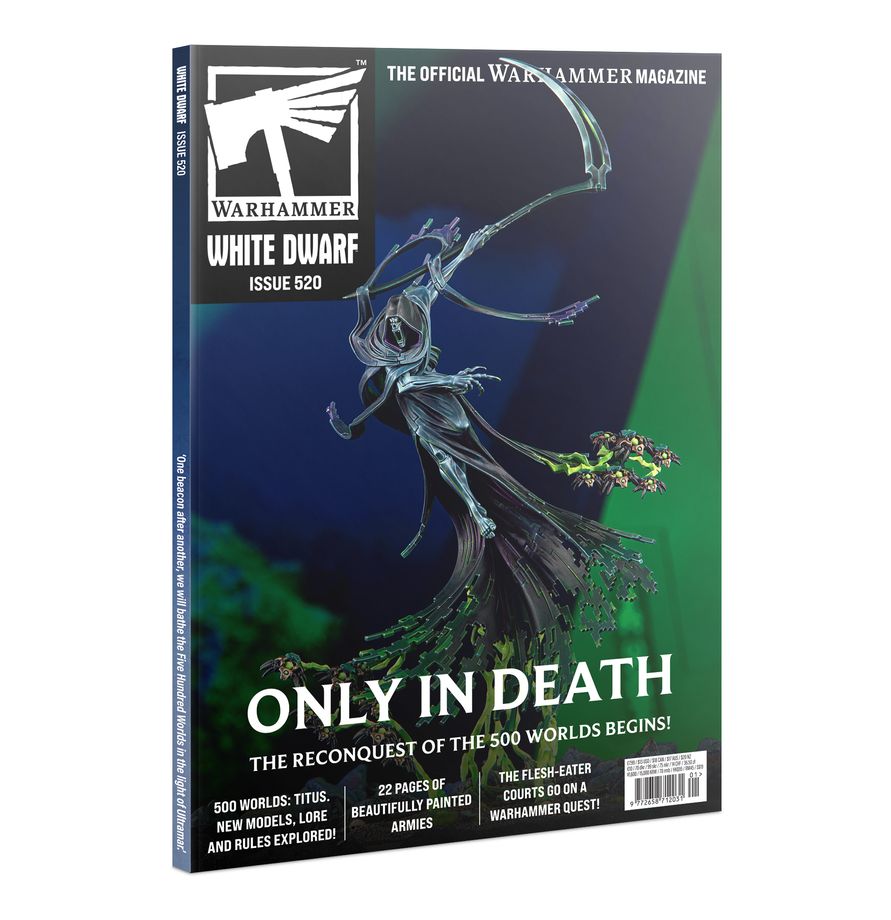 White Dwarf 520 January 2026 – Official Warhammer magazine featuring hobby articles, rules content, and model showcases. Available at Game Roost NZ.