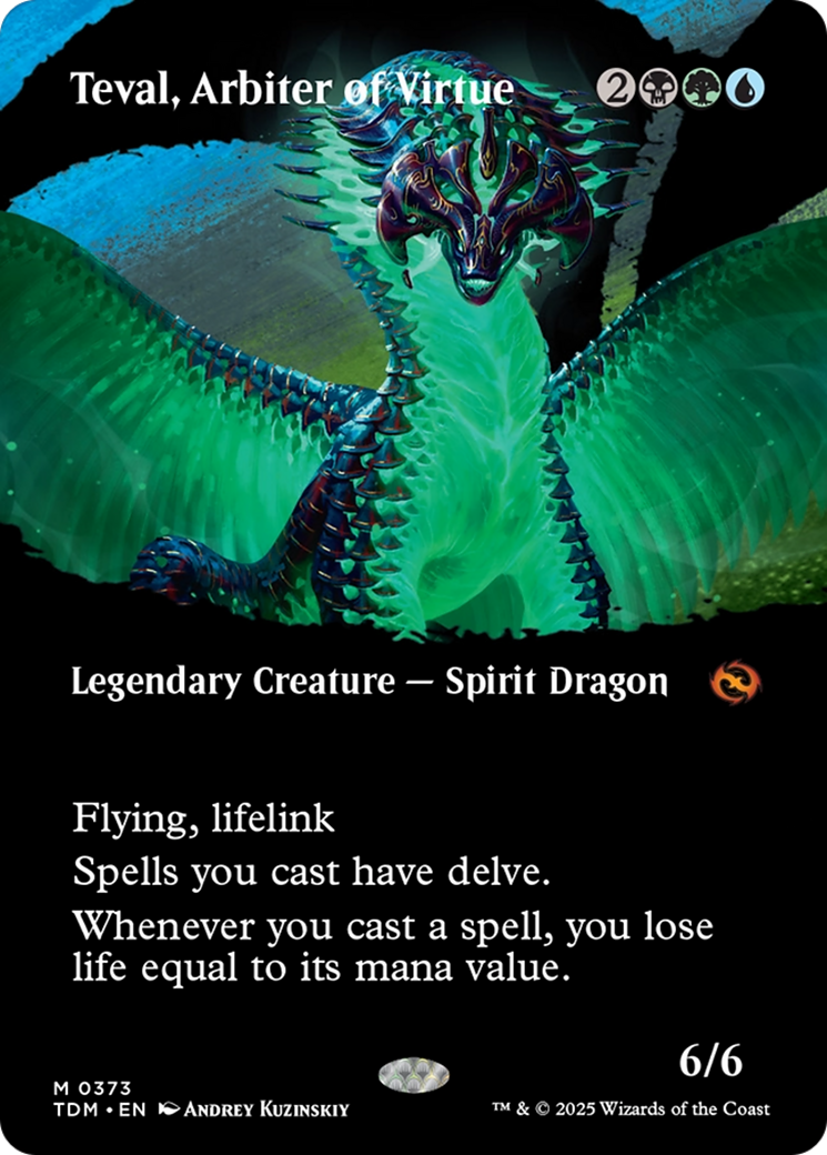 Teval, Arbiter of Virtue (Borderless) (TDM-373) - Tarkir: Dragonstorm: (Showcase)