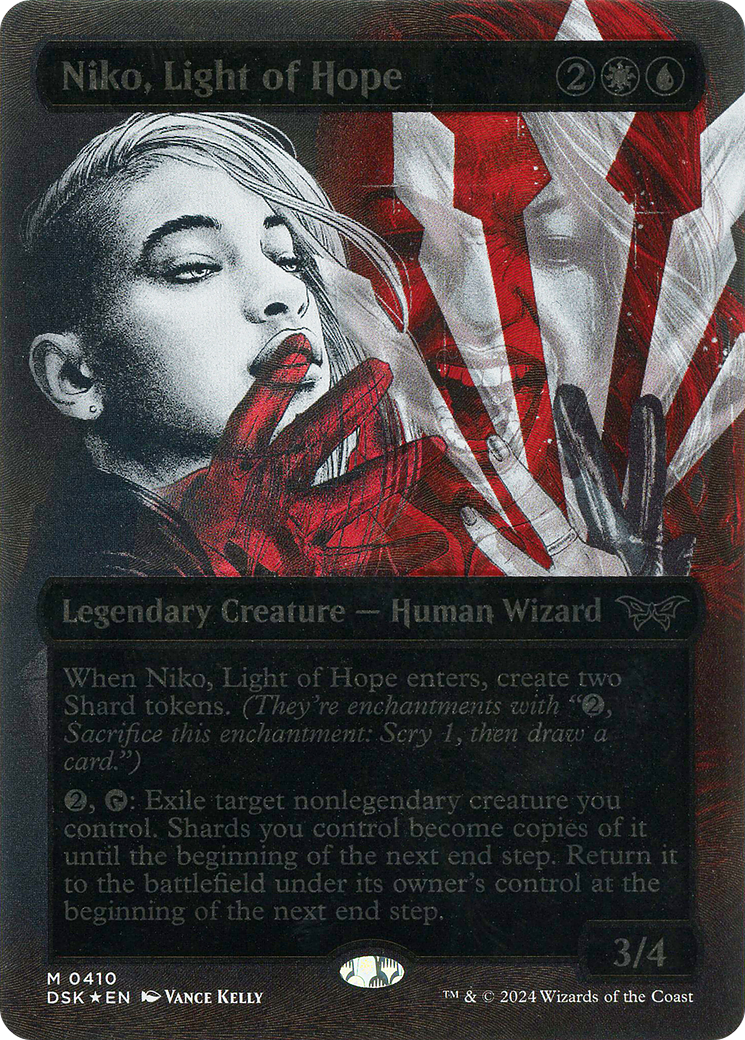 Niko, Light of Hope (Showcase) (Textured Foil) (DSK-410) - Duskmourn: House of Horror: (Showcase) (Borderless) Foil