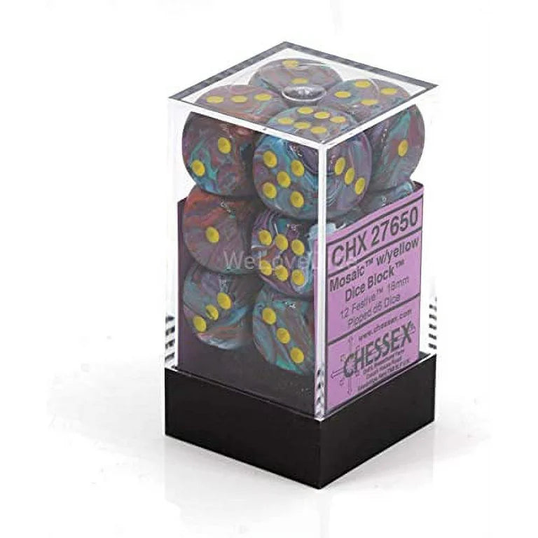 Chessex D6 16mm Dice Block (12 dice) - Festive
