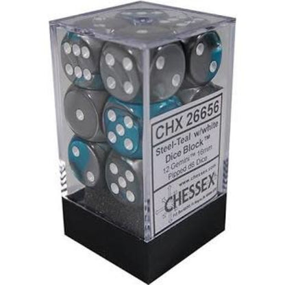 Chessex D6 16mm Dice Block (12 dice) - Gemini