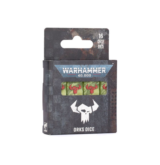 Warhammer 40K Orks dice set for tabletop gaming.