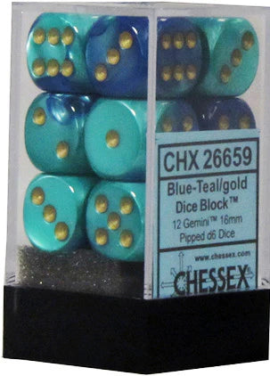 Chessex D6 16mm Dice Block (12 dice) - Gemini