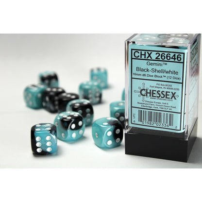 Chessex D6 16mm Dice Block (12 dice) - Gemini